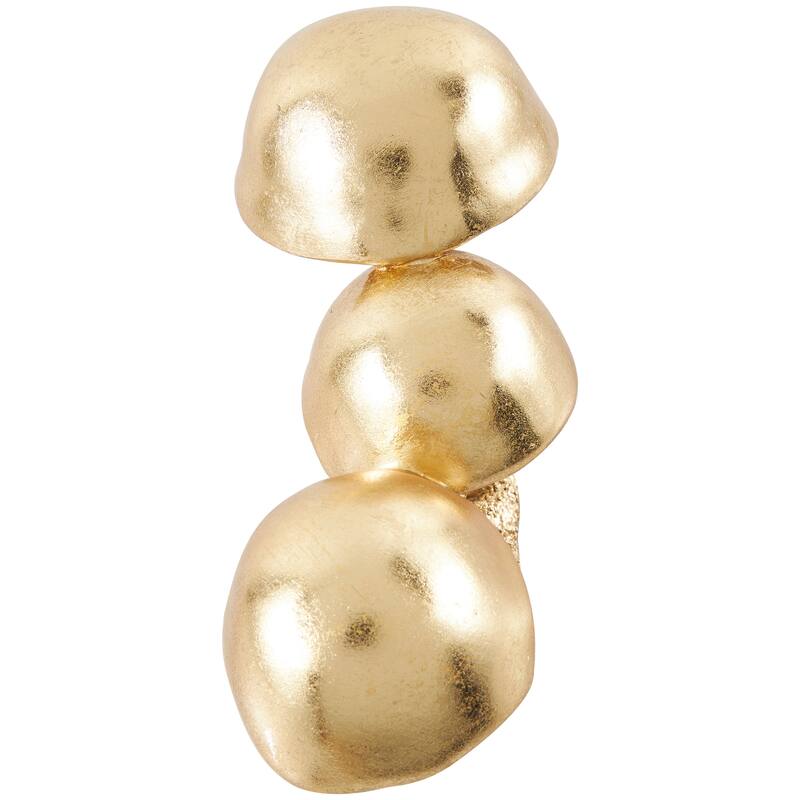 Gold Polystone Metallic Mushroom Decorative Sculpture with Textured Base