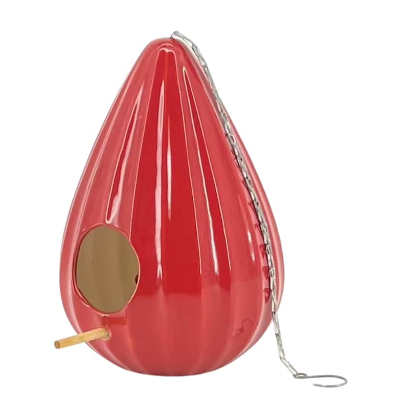 Ceramic 10-Inch Teardrop Ruffled Birdhouse
