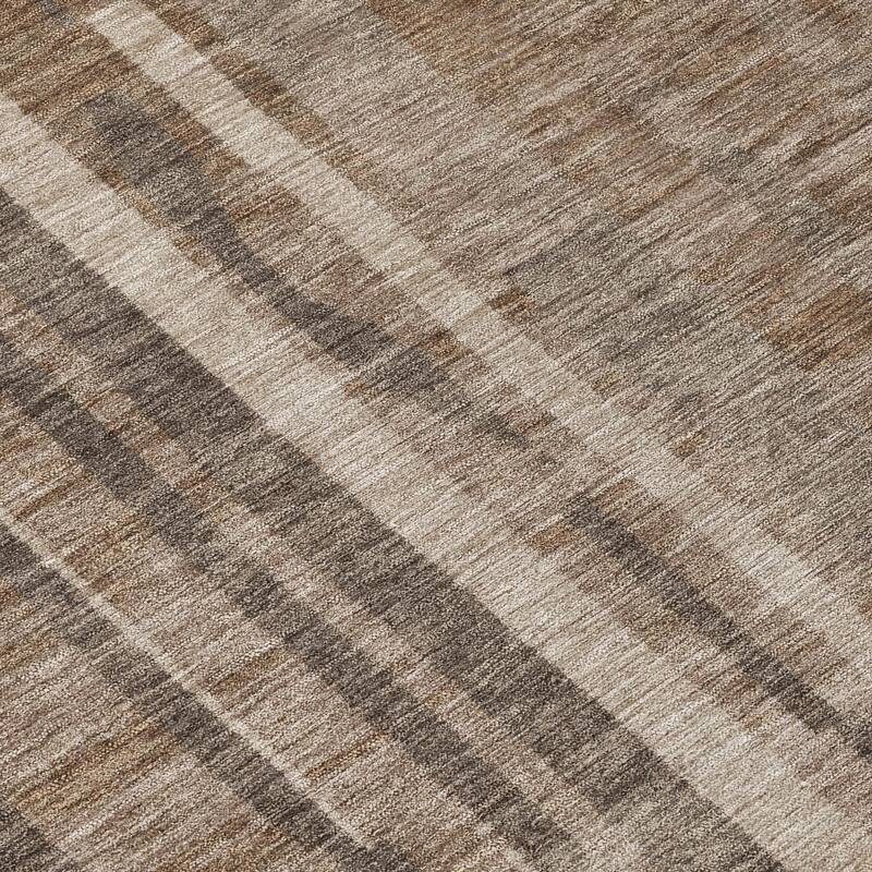 Machine Washable Indoor/ Outdoor Modern Stripes Chantille Rug