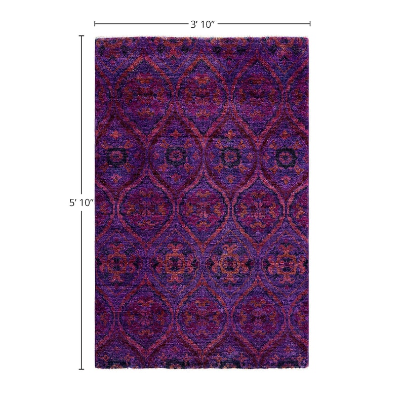 Overdyed, One-of-a-Kind Hand-Knotted Area Rug - Purple - 3' 10" x 5' 10"