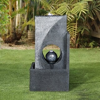 Outdoor Fountain with LED Lights - Modern Lighted Waterfall for Patio