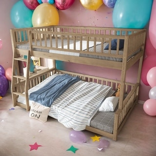 2 In 1 Full XL over Queen Bunk Bed with Ladder and Guardrails for Home