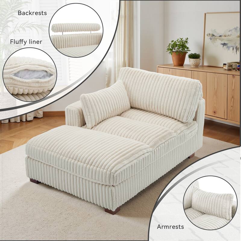 UIXE Upholstered Plush Chaise Lounge Chair For Interior