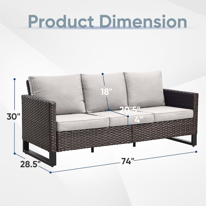 Outdoor Swivel Chairs Sofa Set with Fire Pit Table - Beige cushion - Brown