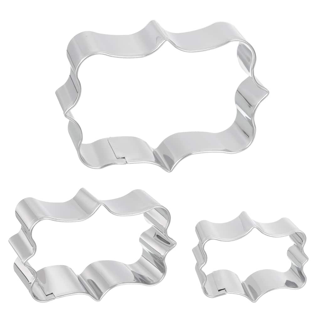 Cookie Cutter Set Rectangular Large and Medium and Small Silver Tone