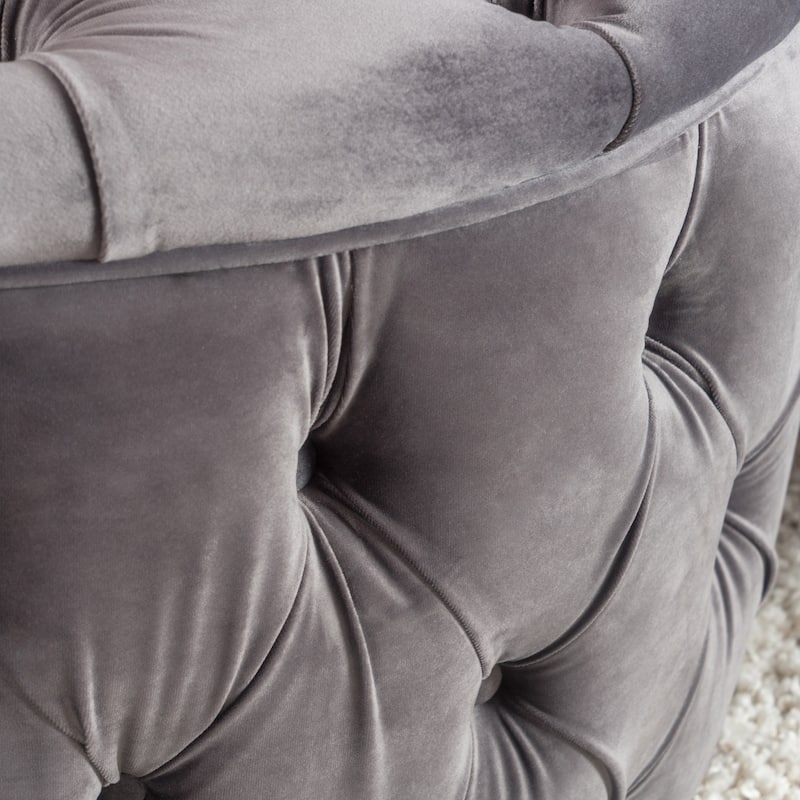 Zelfa Modern Glam Tufted Velvet Round Ottoman by Christopher Knight Home