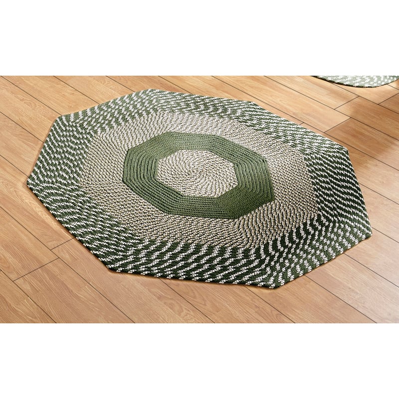 Better Trends Newport Braid Collection 100% Polypropylene Durable & Stain Resistant Double-Sided Reversible Indoor Utility Rug - 48" Octagonal - Sage