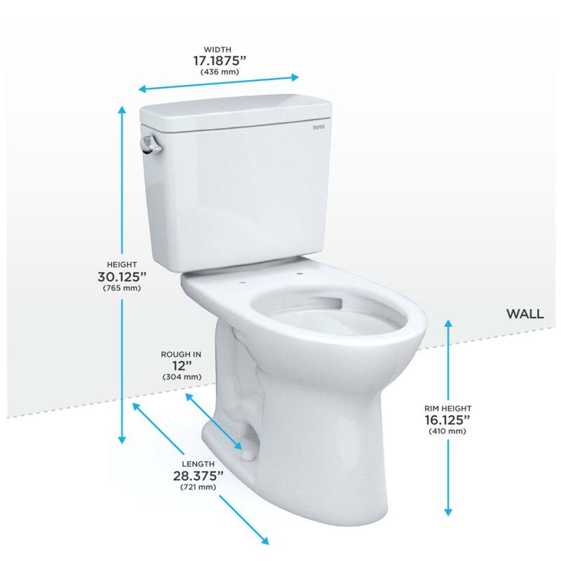 Toto CST776CEFG#01 Drake 1.28 GPF Two Piece Elongated Chair Height Toilet with Left Hand Lever