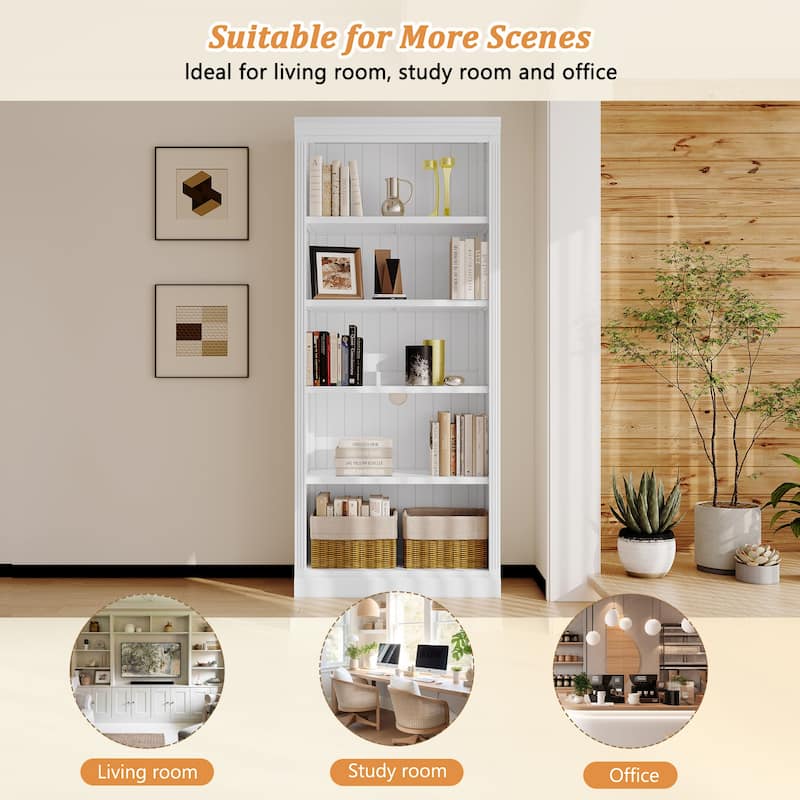 83.4" Tall Wood Bookcase, 5-Tier Bookshelves with Adjustable Storage Shelves, Storage Shelves for Living Room,Home Office