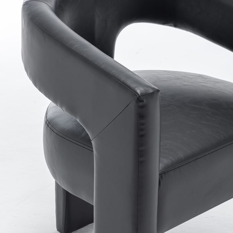 SEYNAR Modern Glam PU Leather Upholstered Dining Chair, Open-Back Accent Chair Set of 2