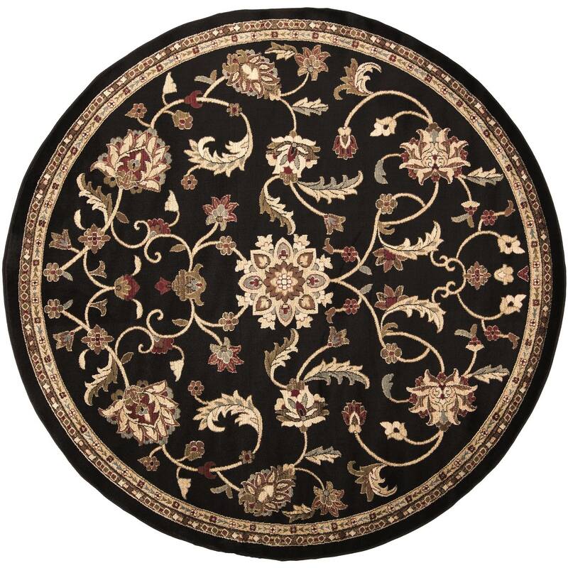 Livabliss Riley Updated Traditional Oriental Area Rug - Black - 7'10" x 7'10" Round