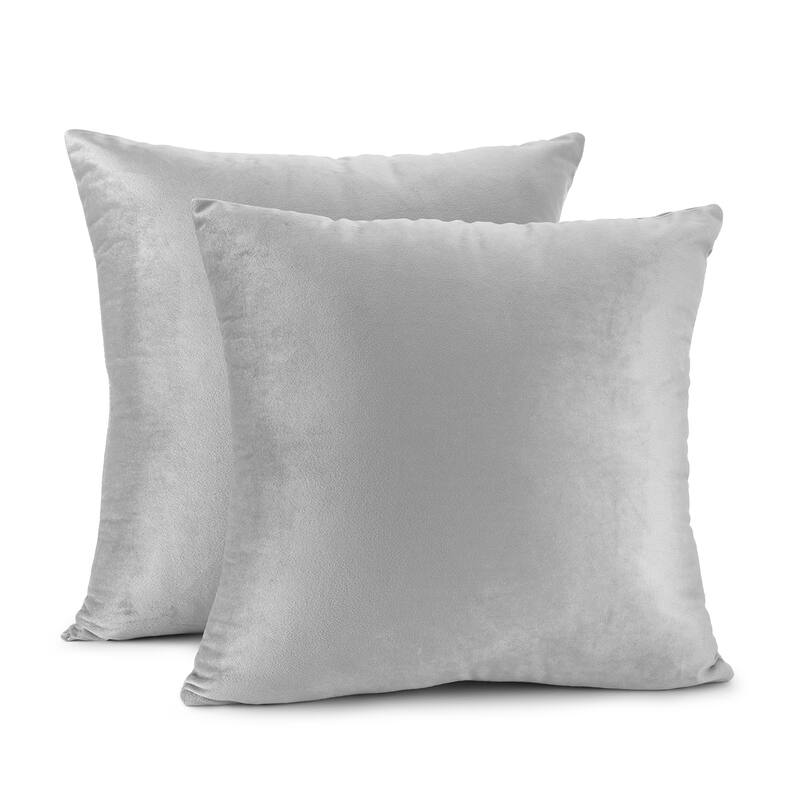 Porch & Den Cosner Microfiber Velvet Throw Pillow Covers (Set of 2) - 24" x 24" - Silver