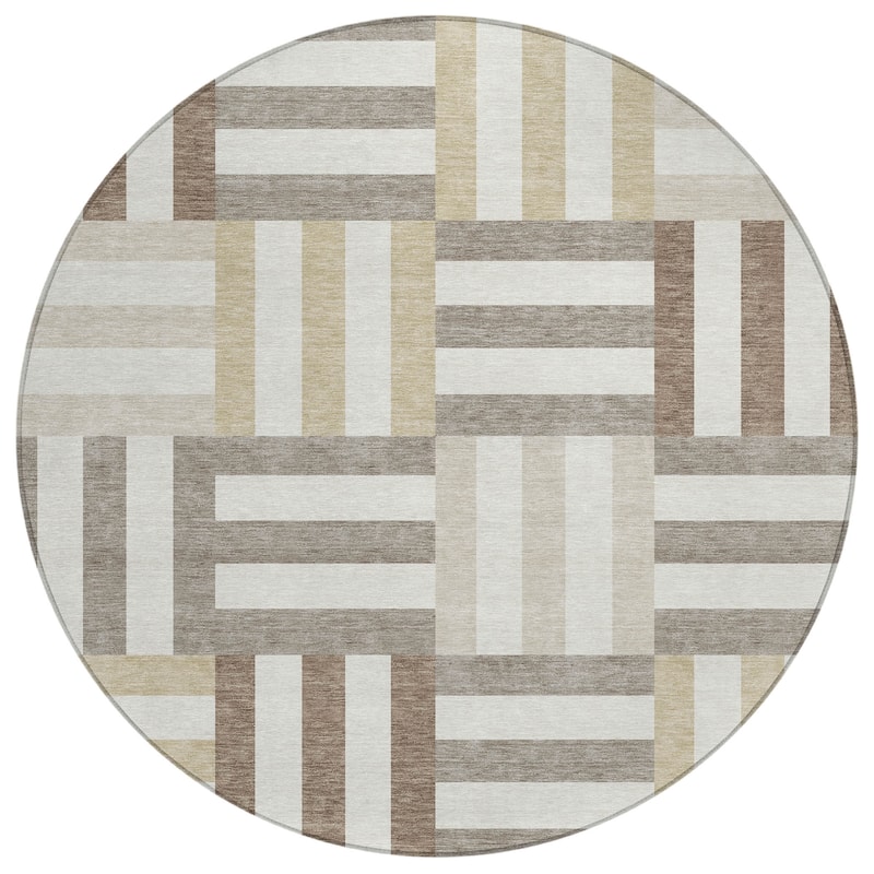 Machine Washable Indoor/ Outdoor Modern Hatch Chantille Rug