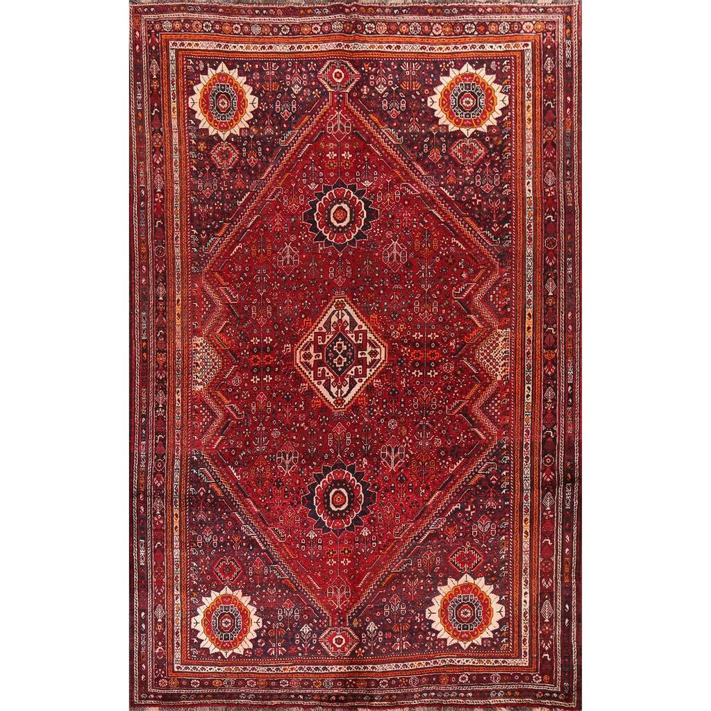 Vintage Traditional Tribal Qashqai Persian Wool Area Rug Hand-knotted - 7'0" x 10'0"
