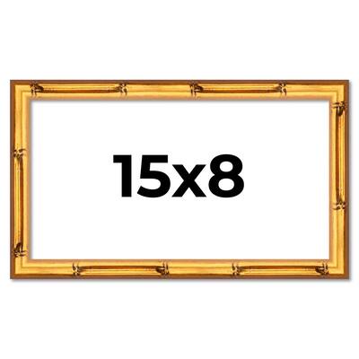 15x8 Frame Gold Bamboo Solid Wood Picture Frame | 1 Inch Moulding