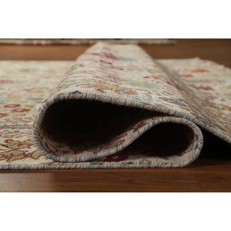 Hand Knotted Oriental 100% Wool Carpet Traditional All-Over Beige & Ivories Ziegler Area Rug - 9' 9'' X 6' 5''