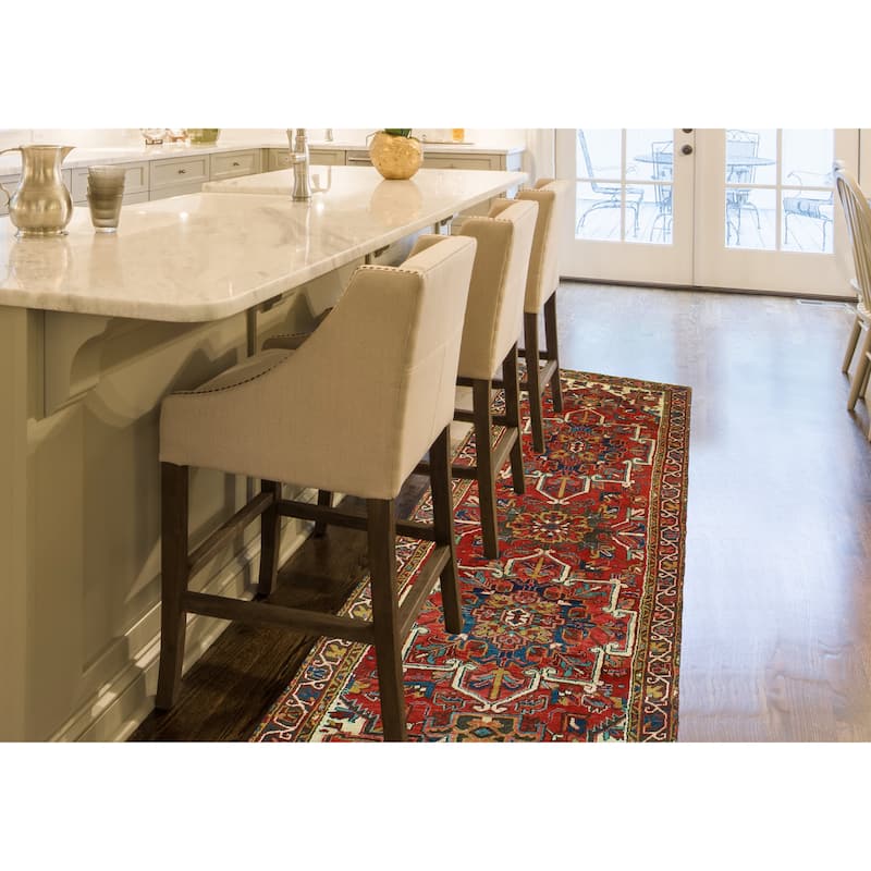Fine Vintage Distressed Nicole Red/Blue Runner - 3'3" x 9'10"
