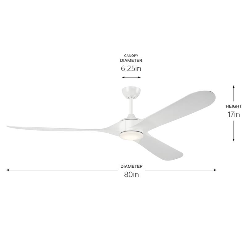 Kichler Lighting Mylo 80 Inch WeatherPlus Ceiling Fan with Satin Etch Cased Opal Glass
