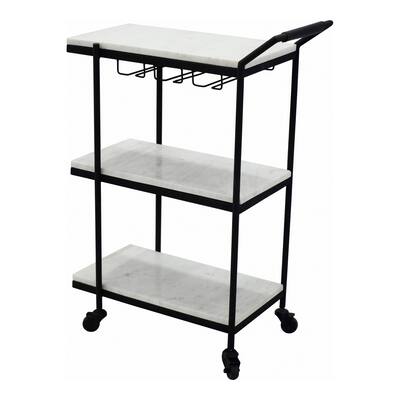 Aurelle Home Modern Marble and Iron Bar Cart