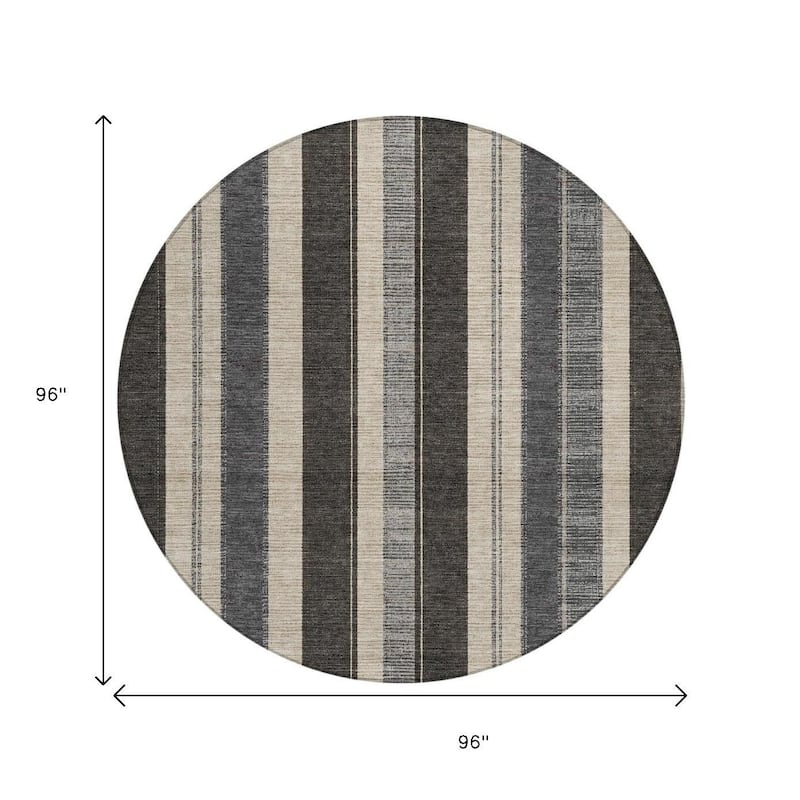 HomeRoots Striped Transitional Rectangle Outdoor Rug