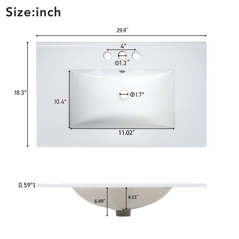 Bathroom Vanity with Sink, Vanity Set with 2 Drawers, Bathroom Storage Cabinet with Open Shelf and 2 Soft Closing Doors