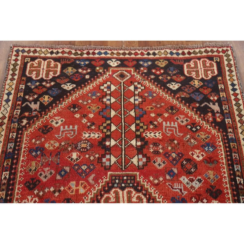 Qashqai Persian Vintage Area Rug Hand-Knotted Tribal Wool Carpet - 3'7"x 5'4"