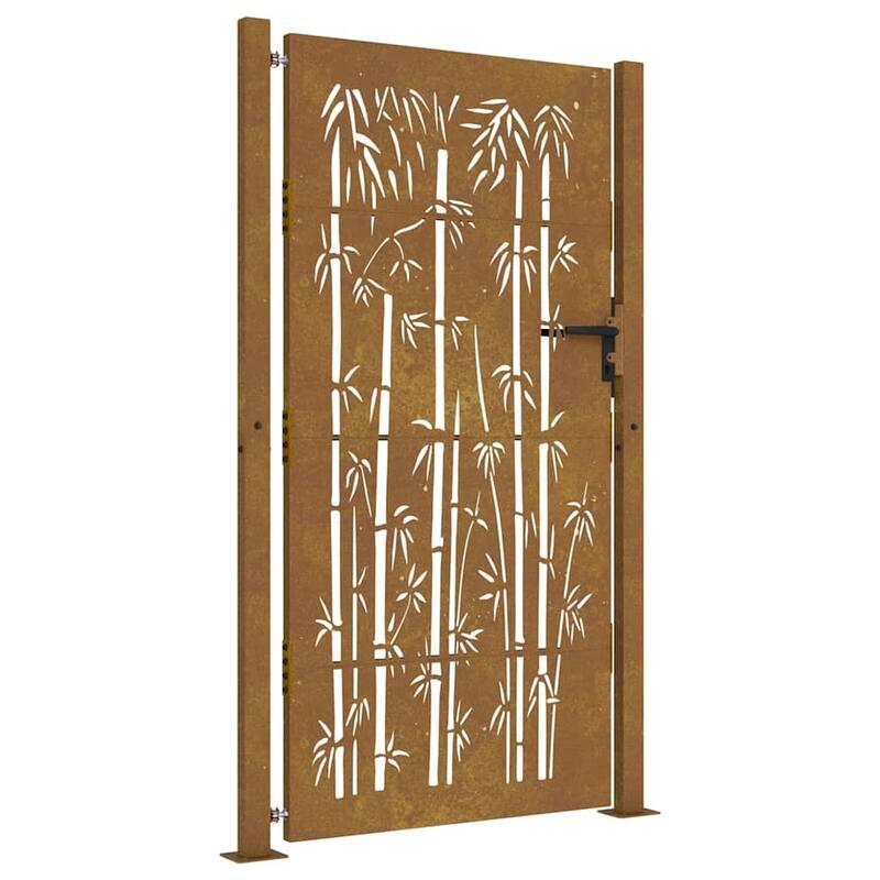 vidaXL Garden Gate 39.4x68.9" Corten Steel Bamboo Design - 43.3 x 70.9"