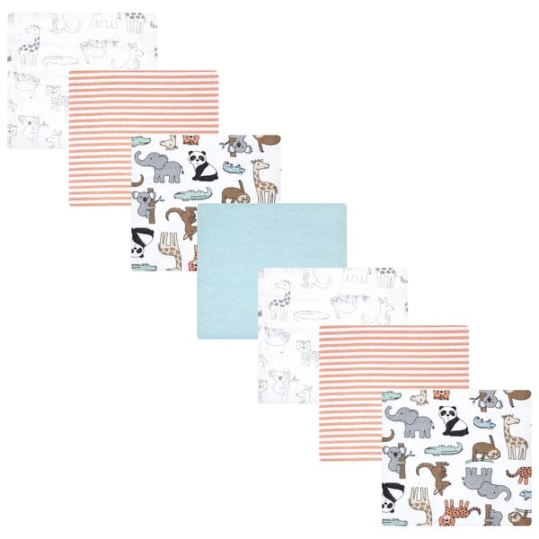 slide 1 of 1, Hudson Baby Unisex Baby Cotton Flannel Receiving Blankets Bundle, Zoo Animals, One Size - Zoo Animals - One Size One Size - Zoo Animals