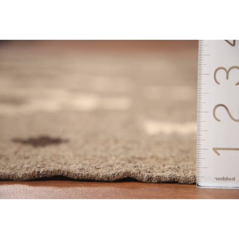 Hand Woven Oriental 100% Wool Carpet Southwestern Geometric Brown Kilim Area Rug - 6' 5'' X 5' 1''