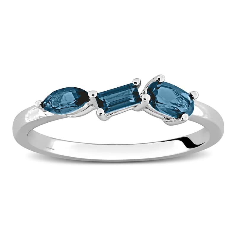 Miadora Multi-Gem Three Stone Ring Sterling Silver