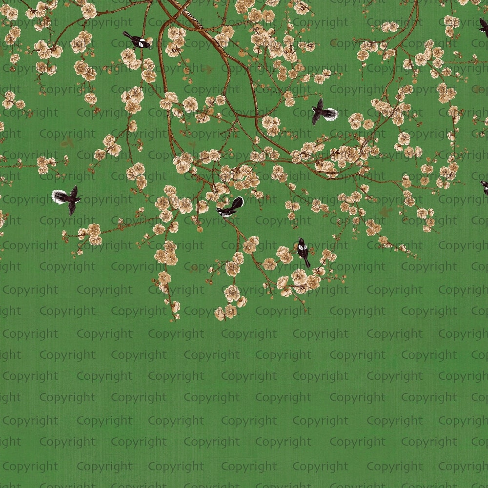 Blooming Cherry Blossoms Chinoiserie Wallpaper Mural