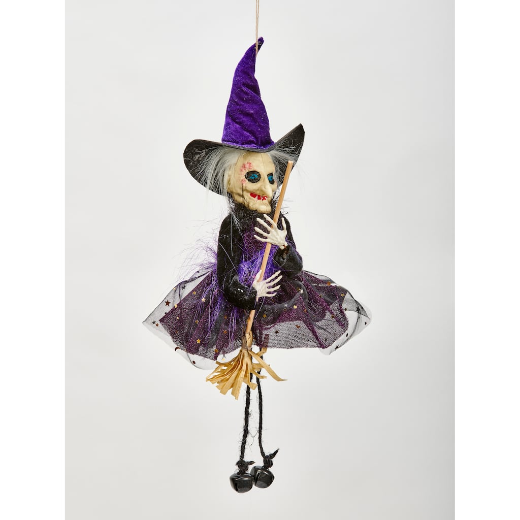 18" Hanging Witch w/ Broom, Set of 3