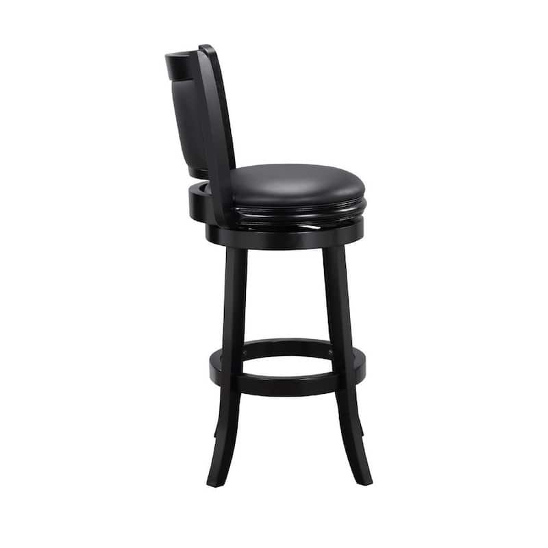 29 Inch Solid Wood Swivel Barstool, Vegan Faux Leather - 61 L X 7 W X 35 H Inches