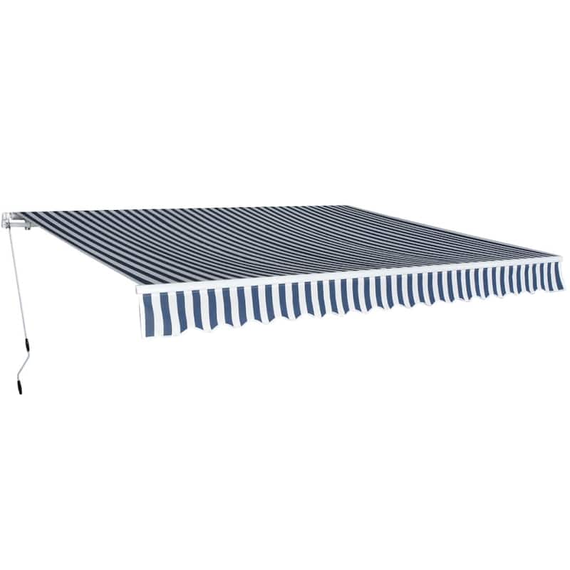 vidaXL Folding Awning Manual Operated 157.5" Blue/White - 157.5" x 118.1"