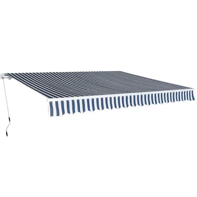 vidaXL Folding Awning Manual Operated 157.5" Blue/White - 157.5" x 118.1"