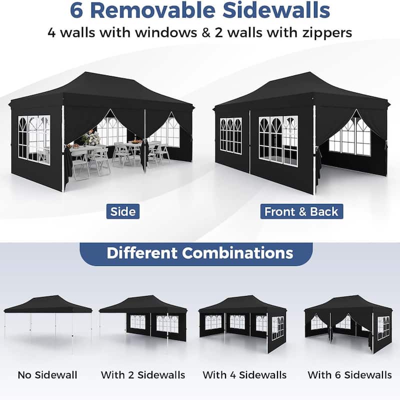 10 x 20FT Pop-up Canopy Instant Canopy Tent w/ Detachable Sidewalls