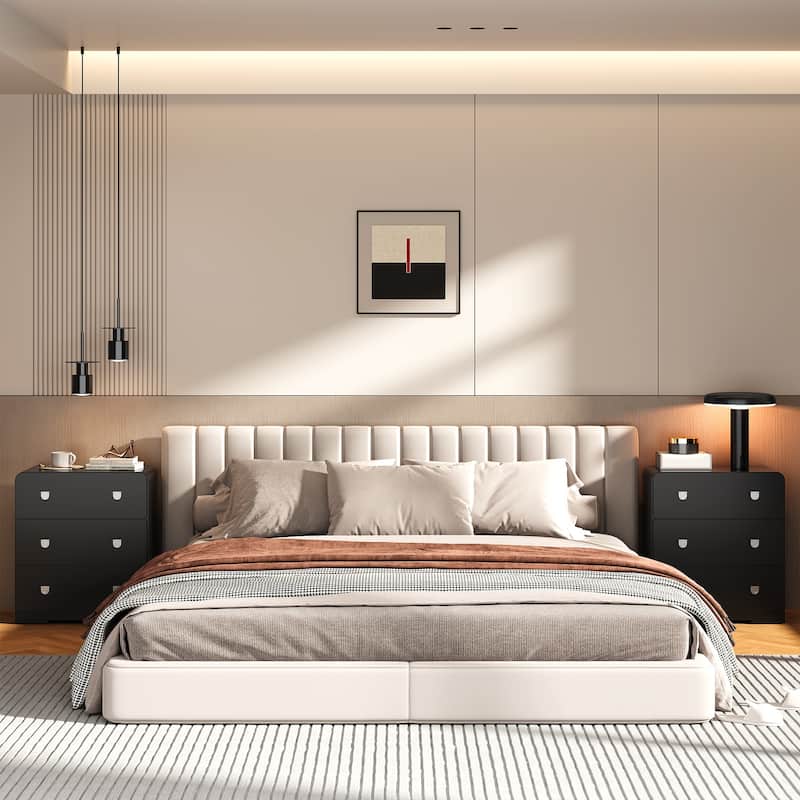 Painted 3-Drawer Nightstand for Bedroom