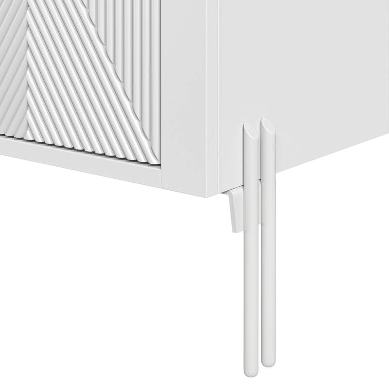 42" Modern Wine Cabinet with Metal Glass Rack and Drawers - 42" in Width