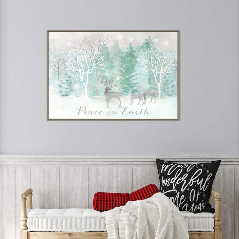Peace on Earth Silver landscape by Cynthia Coulter Canvas Art Framed - 33 x 23 in