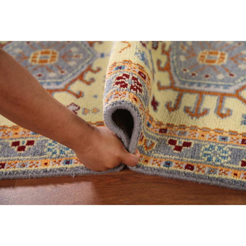 Geometric Kazak Accent Rug Hand-Knotted Wool Carpet - 3'0"x 5'0"