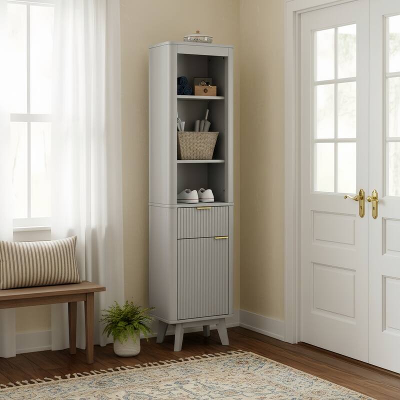 68" H Tall Bathroom Storage Cabinet with Adjustable Shelves and One Drawer & Door, Storage Cabinet for Bathroom, Living Room