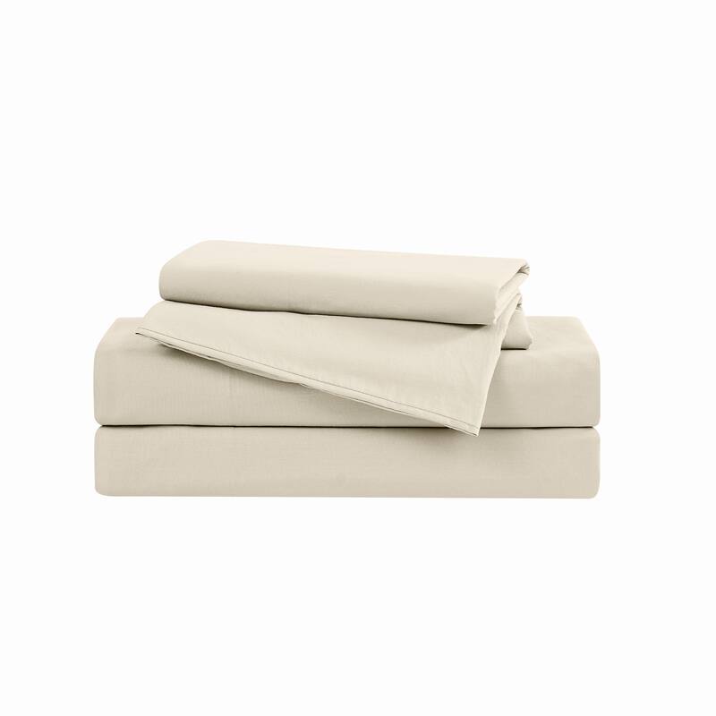 The Farmhouse by Rachel Ashwell Washed Solid Cotton Sheet Set - Ivory - Full