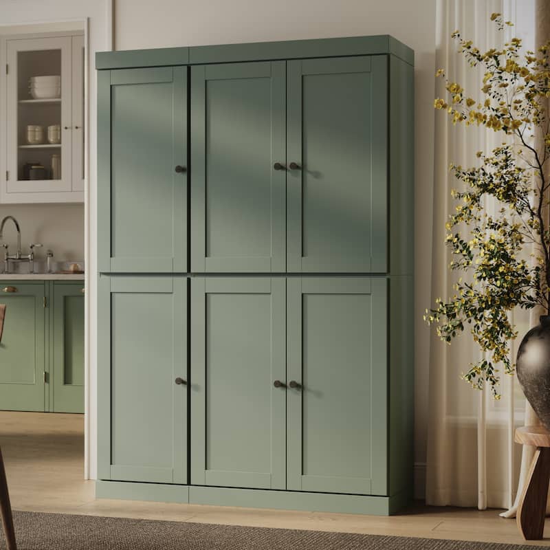 Palace Imports 100% Solid Wood 48.5" Pantry Cabinet with Shaker Doors, 2-Drawers and Adjustable Shelves