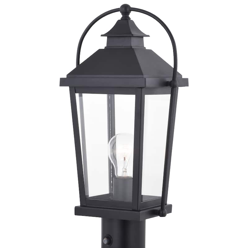 Lexington 1 Light Dusk to Dawn Black Outdoor Post Lamp Clear Glass - 7.75-in W x 17.75-in H x 6.5-in D - Textured Black - 7.75-in W x 17.75-in H x 6.5-in D