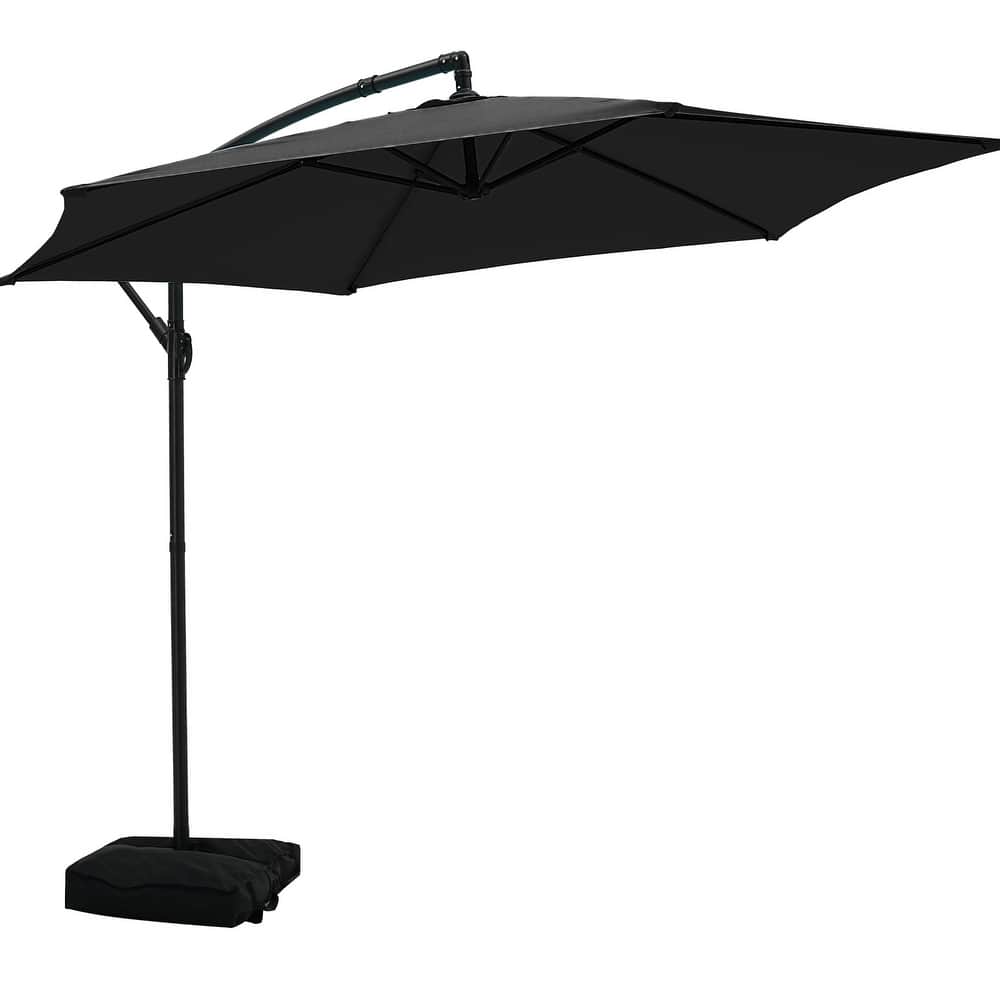 Autlaycil 10ft Offset Hanging Market Patio Umbrella with Base