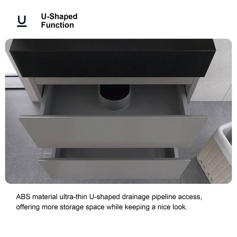 Single Sink Floating Bath Vanity in with Solid Surface Top