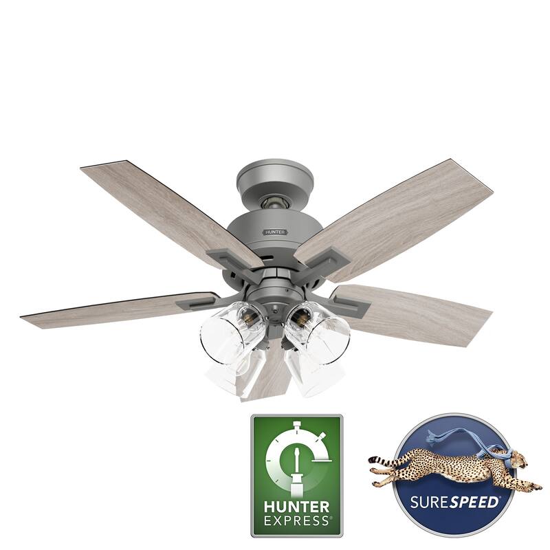 Hunter Gatlinburg Ceiling Fan w/ LED Light Kit, Handheld Remote - Transitional- EASY INSTALLATION