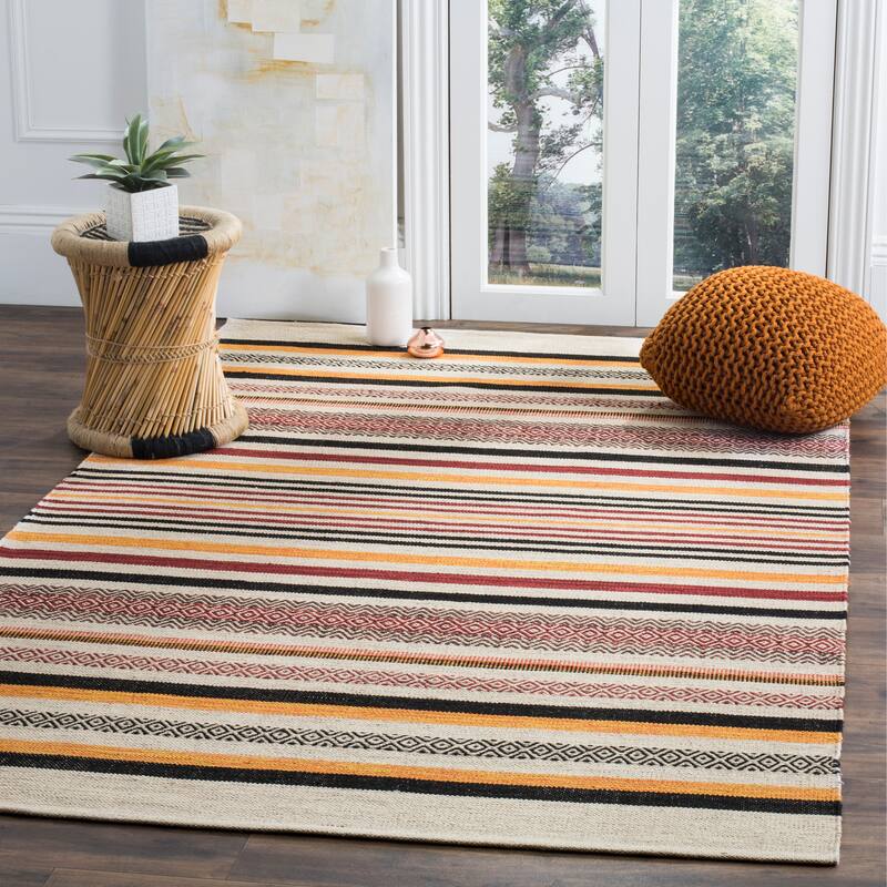 SAFAVIEH, Handmade Flatweave Montauk Tamworth Check Stripe Cotton Rug