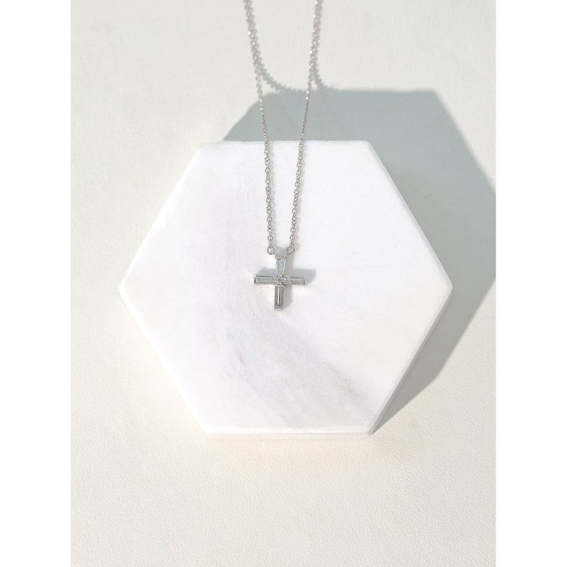 Kobelli 0.34 Carat Natural Diamond 14k Solid White Gold 4-Point Windmill Cross Holland Necklace