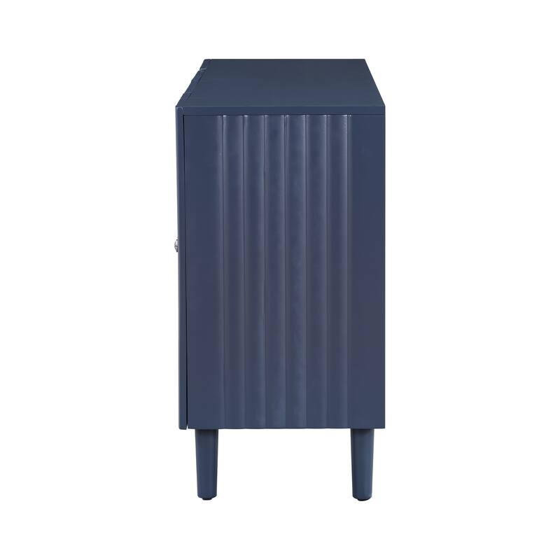Elegant Four-Door Sideboard with Wavy Pattern Doors